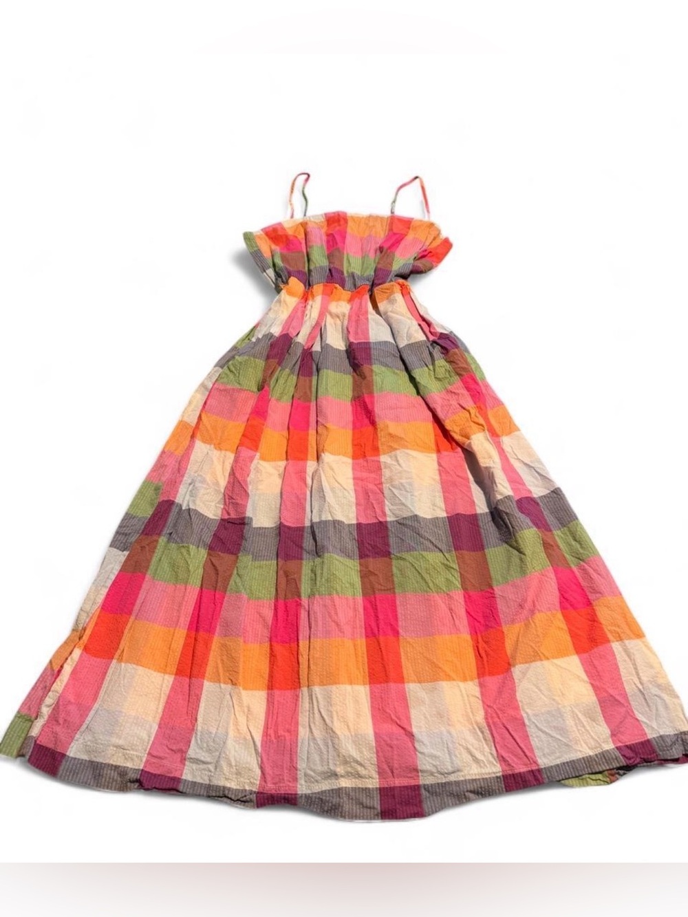 kate spade Multicolor Plaid Maxi Dress - Pink, Orange, Green, Cream